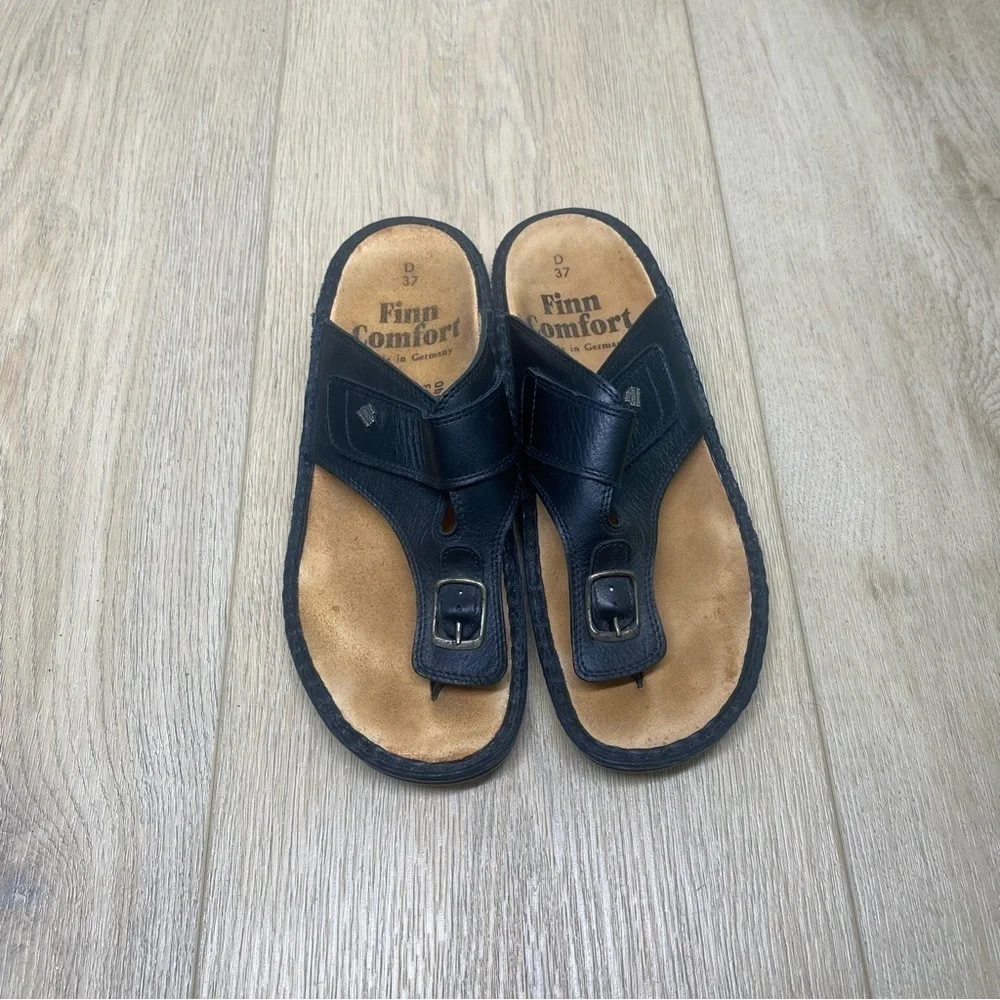 Finn Comfort Black Thong Sandals Size 37 / US 6 - 6.5